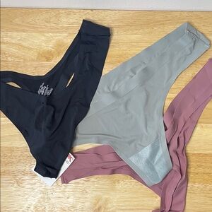 Sophie B. Women’s thong Bottoms Set - Black, Gray, and Pink